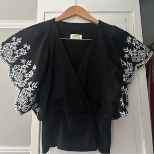 Maeve Black Top with White Accents